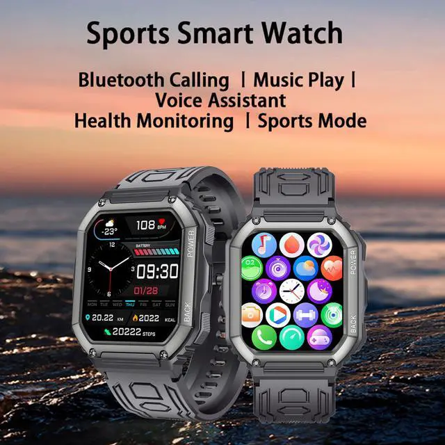 Alt view image 2 of 6 - Smart Watches for Men(Answer/Make Call), 1.8" HD Fitness Tracker Watch with Blood Pressure/Heart Rate Monitor, SpO2, 100+ Sports Fitness Smart Watch for Android/iOS Phones, 3 Watch Bands (Black)
