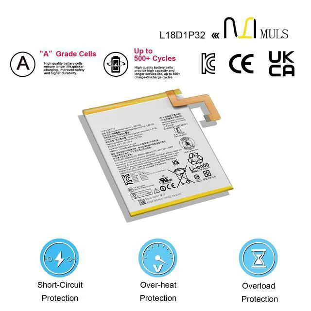 Alt view image 4 of 7 - L18D1P32 Tablet Battery for Lenovo Smart Tab M10 TB-X505F TB-X505L | TB-X505X TB-X505Xl TB-X605F TB-X605FC TB-X605L TB-X605LC TB-X605M TB-X605Cl 3.85V 4850mAh 18.7Wh with Tools, Extended runtime