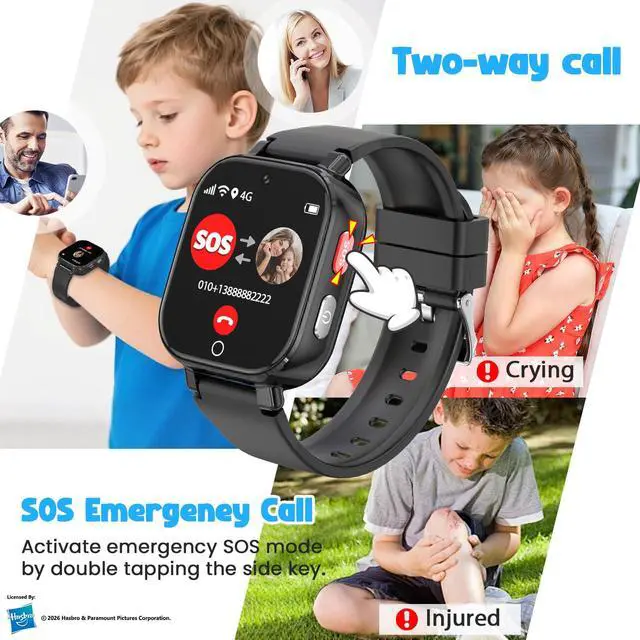 Alt view image 3 of 6 - Smart Watch for Kids, 4G Kids Smartwatch with GPS Tracker Calling (Black) | WIFI/Voice/Video Chat/SOS/SMS-receiving IP68 Waterproof Pedometer Camera Alarm Safe Zone Smartwatch Gift for Boys Girls 4-12