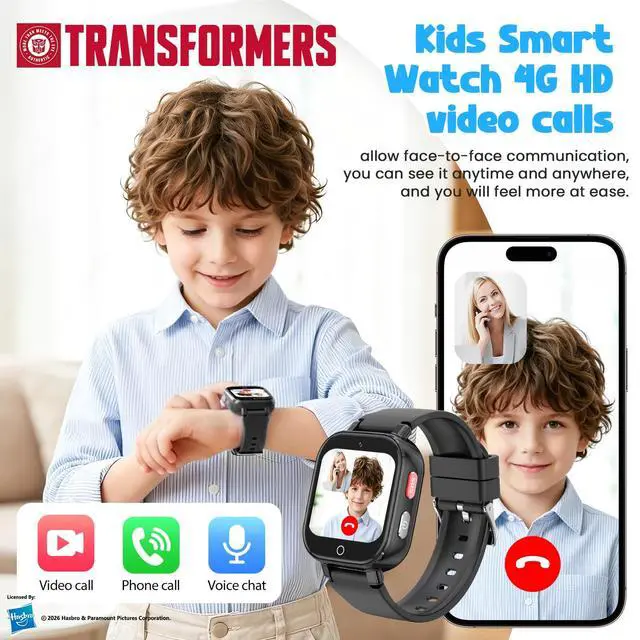 Alt view image 2 of 6 - Smart Watch for Kids, 4G Kids Smartwatch with GPS Tracker Calling (Black) | WIFI/Voice/Video Chat/SOS/SMS-receiving IP68 Waterproof Pedometer Camera Alarm Safe Zone Smartwatch Gift for Boys Girls 4-12