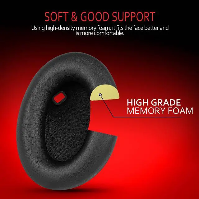Alt view image 2 of 6 - Replacement Cushions for Sony WH-1000XM4 Ear Pads, Soft Protein Leather Sony XM4 Replacement Ear Pads Compatible with Sony XM4 Headphones Memory Foam Noise Isolation Black