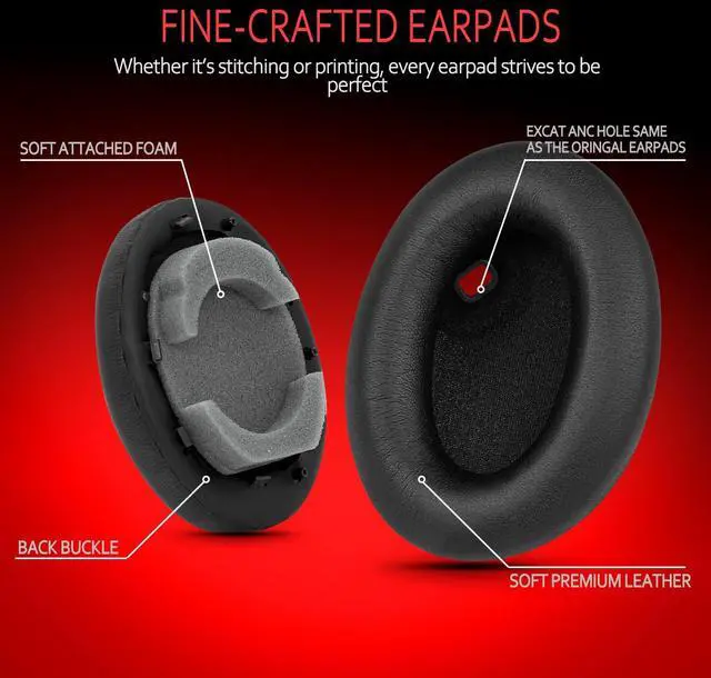 Alt view image 3 of 6 - Replacement Cushions for Sony WH-1000XM4 Ear Pads, Soft Protein Leather Sony XM4 Replacement Ear Pads Compatible with Sony XM4 Headphones Memory Foam Noise Isolation Black