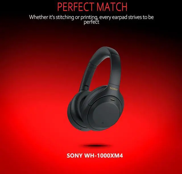 Alt view image 6 of 6 - Replacement Cushions for Sony WH-1000XM4 Ear Pads, Soft Protein Leather Sony XM4 Replacement Ear Pads Compatible with Sony XM4 Headphones Memory Foam Noise Isolation Black