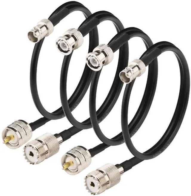 Main image of Upgraded 4PCS BNC to UHF Cable 1.64ft Kit BNC to UHF PL259 SO239 Extension CB Radio Antenna Cable 0-6GHz Low Loss LMR200 Equivalent, Better Than RG58