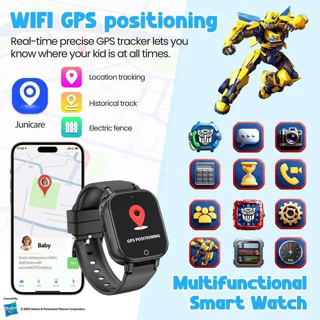 Alt view image 5 of 6 - Smart Watch for Kids, 4G Kids Smartwatch with GPS Tracker Calling (Black) | WIFI/Voice/Video Chat/SOS/SMS-receiving IP68 Waterproof Pedometer Camera Alarm Safe Zone Smartwatch Gift for Boys Girls 4-12
