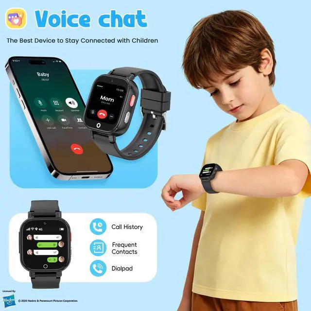 Alt view image 6 of 6 - Smart Watch for Kids, 4G Kids Smartwatch with GPS Tracker Calling (Black) | WIFI/Voice/Video Chat/SOS/SMS-receiving IP68 Waterproof Pedometer Camera Alarm Safe Zone Smartwatch Gift for Boys Girls 4-12
