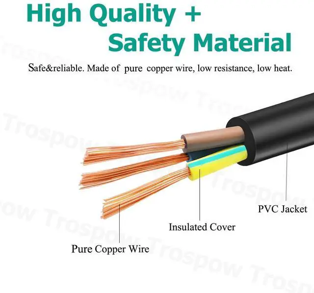 Alt view image 3 of 5 - 8.2ft Power Cord Replacement for Invacare Powerchair Onboard Pronto M41 M51 M61 M71 M91 M94 Lynx LX3 3 Prong AC Cable
