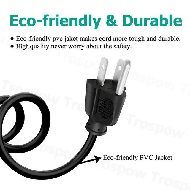 Alt view image 4 of 5 - 8.2ft Power Cord Replacement for Invacare Powerchair Onboard Pronto M41 M51 M61 M71 M91 M94 Lynx LX3 3 Prong AC Cable
