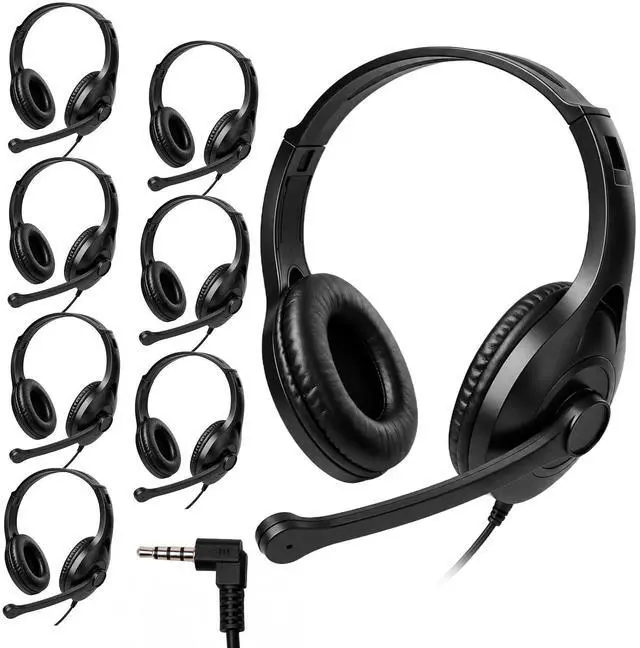Main image of 8 Pack Classroom Headphones with Microphone Bulk Kids K-12 Adjustable | Headsets with Mic, All-Day Comfort Learning Earphones with Passive Noise Reduction