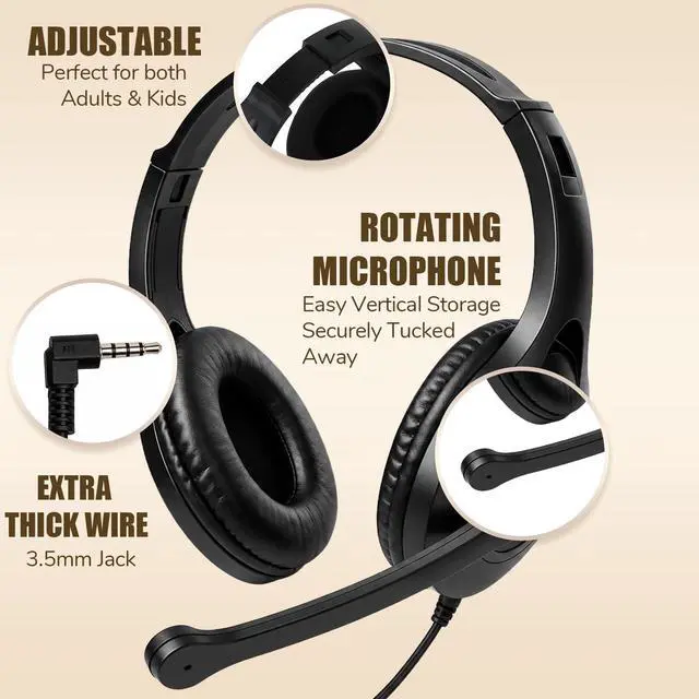 Alt view image 6 of 6 - 8 Pack Classroom Headphones with Microphone Bulk Kids K-12 Adjustable | Headsets with Mic, All-Day Comfort Learning Earphones with Passive Noise Reduction