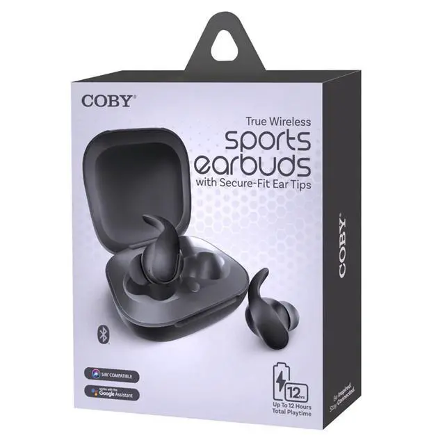 Alt view image 3 of 3 - Sports True Wireless Earbuds, Bluetooth Wireless Ear Buds for iPhone & Android, Noise-Isolating in-Ear Fit, Secure-Fit Tips, Sweat-Resistant, Touch Controls, One-Step Pairing, 12Hr, Gray