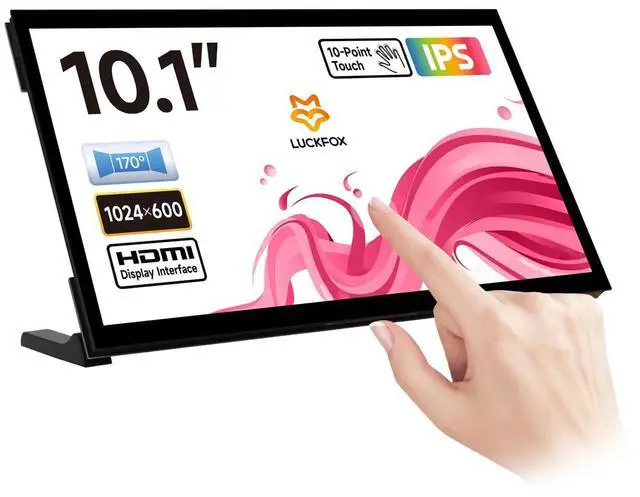 Main image of LUCKFOX Touchscreen for Raspberry Pi,10.1inch HDMI 1024 x 600 Plug&Play Portable Monitor with Stand,10 Point Touch LCD Display with Dual-Track Speakers,Second Screen for Laptop PC