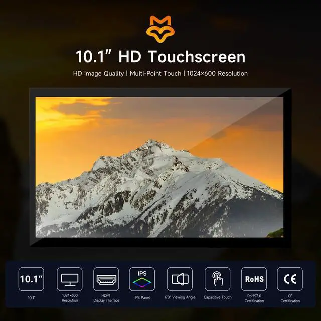 Alt view image 2 of 6 - LUCKFOX Touchscreen for Raspberry Pi,10.1inch HDMI 1024 x 600 Plug&Play Portable Monitor with Stand,10 Point Touch LCD Display with Dual-Track Speakers,Second Screen for Laptop PC