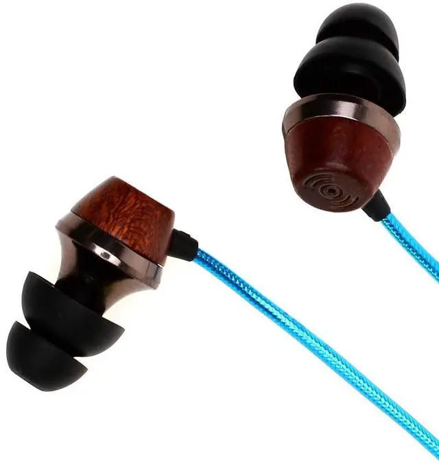 Main image of ALN 2.0 Premium Genuine Wood In-ear Noise-isolating Headphones|Earbuds|Earphones with Innovative Shield Technology Cable and Mic (Metallic Blue)