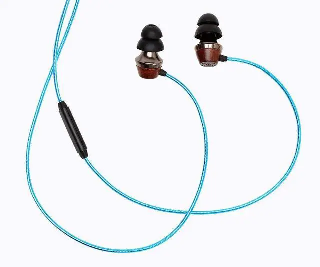Alt view image 2 of 7 - ALN 2.0 Premium Genuine Wood In-ear Noise-isolating Headphones|Earbuds|Earphones with Innovative Shield Technology Cable and Mic (Metallic Blue)