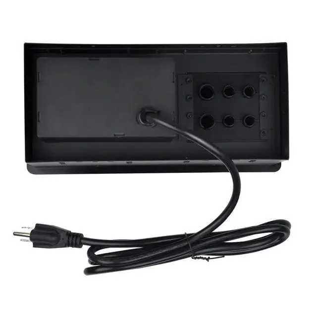 Alt view image 3 of 7 - Tabletop Power Multimedia Connectivity Box with 3 AC Power+2 USB-A Charging+6 Cable Management/XLR Grommet Holes with 5.58ft Power Cord for Conference Room (Black)