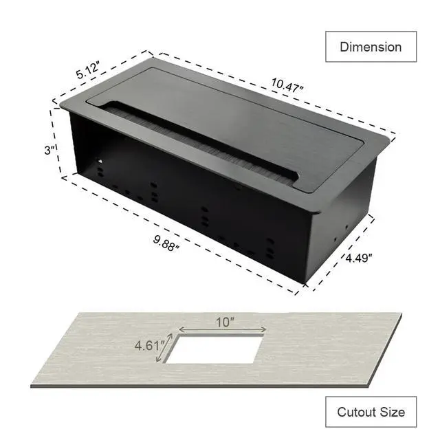Alt view image 5 of 7 - Tabletop Power Multimedia Connectivity Box with 3 AC Power+2 USB-A Charging+6 Cable Management/XLR Grommet Holes with 5.58ft Power Cord for Conference Room (Black)