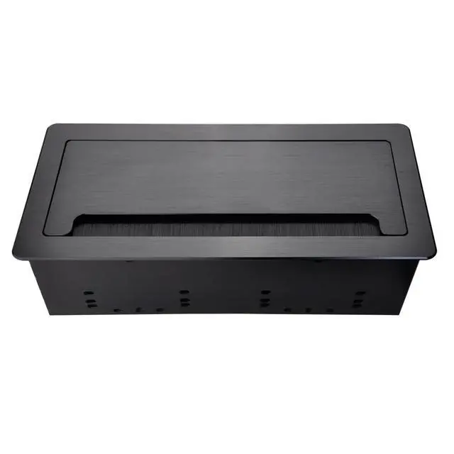 Alt view image 6 of 7 - Tabletop Power Multimedia Connectivity Box with 3 AC Power+2 USB-A Charging+6 Cable Management/XLR Grommet Holes with 5.58ft Power Cord for Conference Room (Black)