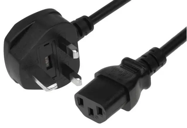 Alt view image 2 of 4 - England UK Power Cord, 3 Pin Connector for Computers, TVs, Monitors, & More (IEC-320-C13 to UK Plug BS1363) (UK England)