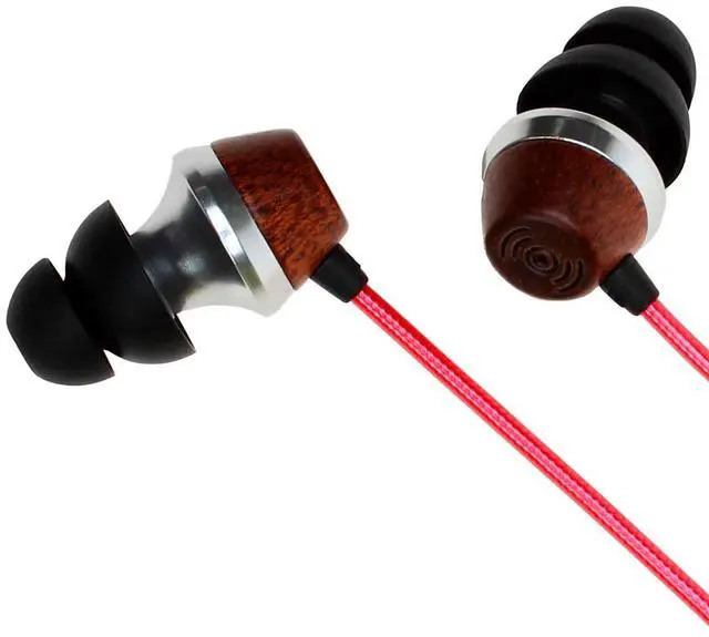 Main image of ALN 2.0 Premium Genuine Wood In-ear Noise-isolating Headphones|Earbuds|Earphones with Innovative Shield Technology Cable and Mic (Lava Red)