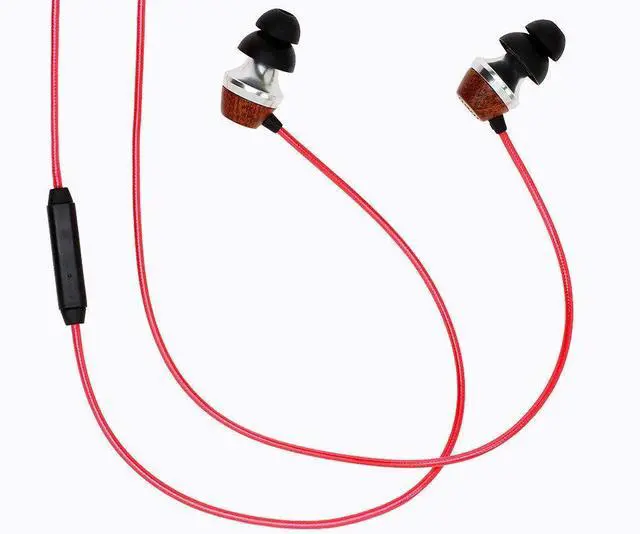 Alt view image 2 of 6 - ALN 2.0 Premium Genuine Wood In-ear Noise-isolating Headphones|Earbuds|Earphones with Innovative Shield Technology Cable and Mic (Lava Red)