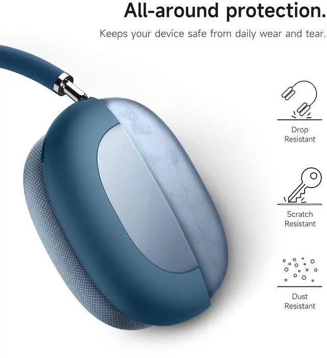 Alt view image 3 of 6 - for Apple AirPods Max Case Cover, TPU Anti-Scratch Ear Cups Cover, Rugged Shockproof Accessories Protective Cover for AirPods Max - Navy