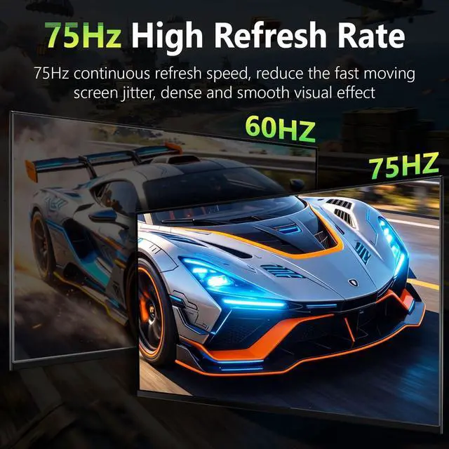 Alt view image 3 of 7 - 24 Inch Gaming Monitor, FHD 1080P IPS 75Hz AMD FreeSync, 99% sRGB Low Blue Light Flicker-Free Slim Narrow Bezel, HDMI VGA, Tilt & Wall Mountable for Gaming, Home Office, Laptop & Game Consoles