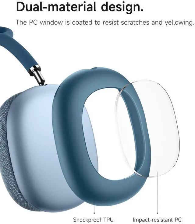 Alt view image 5 of 6 - for Apple AirPods Max Case Cover, TPU Anti-Scratch Ear Cups Cover, Rugged Shockproof Accessories Protective Cover for AirPods Max - Navy
