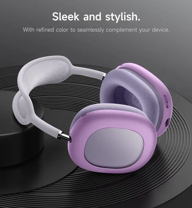 Alt view image 2 of 6 - for AirPods Max Case Cover, TPU Anti-Scratch Ear Cups Cover for AirPods Max Headphones, Rugged Shockproof Accessories Protective Cover for Apple AirPods Max - Light Purple