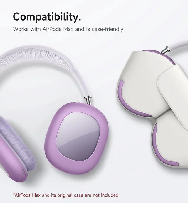 Alt view image 6 of 6 - for AirPods Max Case Cover, TPU Anti-Scratch Ear Cups Cover for AirPods Max Headphones, Rugged Shockproof Accessories Protective Cover for Apple AirPods Max - Light Purple
