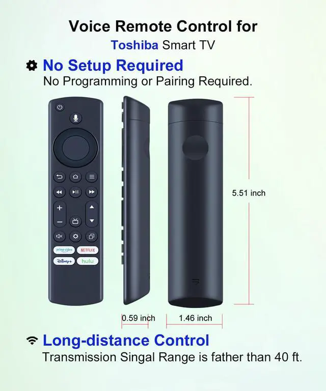 Alt view image 2 of 6 - Voice Remote Control for Toshiba TV 32LF221U21 43LF421U21 43LF711U20 50LED2160P 55LF711U20 55LF621U21 65LF711U20 TF-50A810U19 43C350KU 65C350KU 43LF421C19 49LF421C19 55LF621C21 Replacement