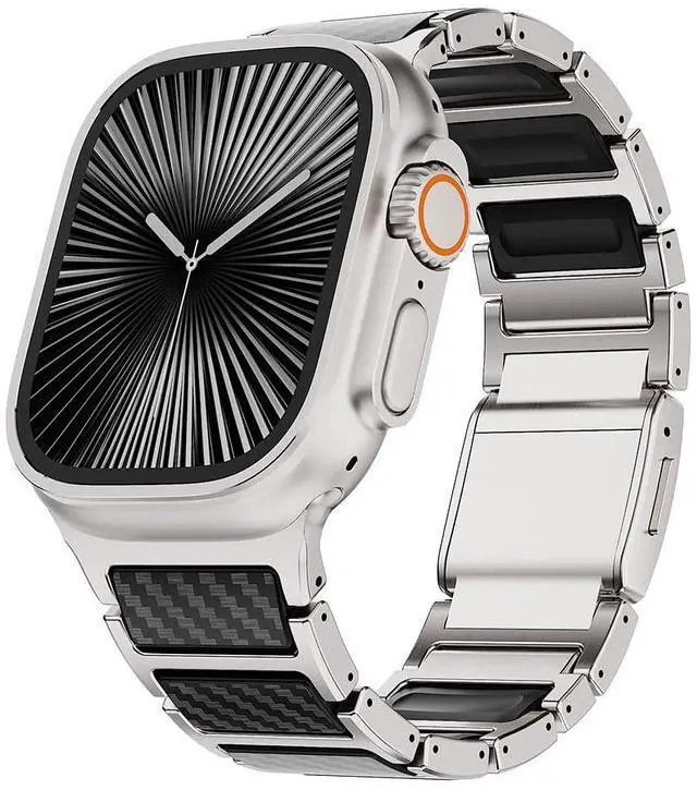 Main image of Magnetic Titanium Band Compatible with Apple Watch Ultra 3 2 1 Series 11 10 9 8 7 SE, Premium Dual Material Strap for Men Business & Sports, Compatible with 44mm 45mm 46mm 49mm Large Dial Models