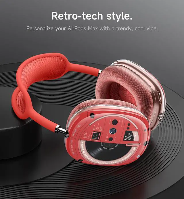 Alt view image 2 of 6 - for AirPods Max Case, TPU Anti-Scratch Ear Cups Cover, Rugged Shockproof Accessories Protective Cover for Apple AirPods Max - Red