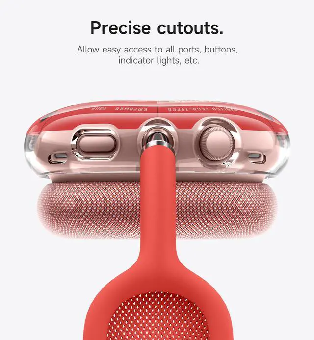 Alt view image 4 of 6 - for AirPods Max Case, TPU Anti-Scratch Ear Cups Cover, Rugged Shockproof Accessories Protective Cover for Apple AirPods Max - Red
