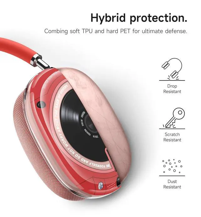 Alt view image 3 of 6 - for AirPods Max Case, TPU Anti-Scratch Ear Cups Cover, Rugged Shockproof Accessories Protective Cover for Apple AirPods Max - Red