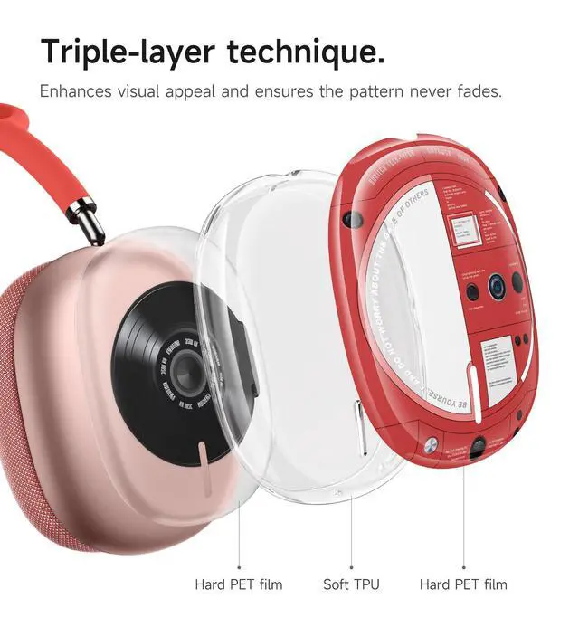 Alt view image 5 of 6 - for AirPods Max Case, TPU Anti-Scratch Ear Cups Cover, Rugged Shockproof Accessories Protective Cover for Apple AirPods Max - Red