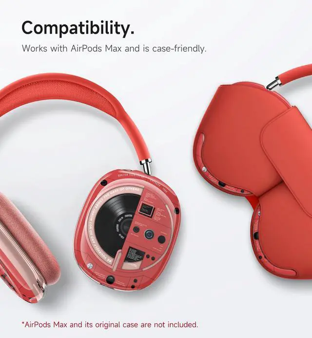 Alt view image 6 of 6 - for AirPods Max Case, TPU Anti-Scratch Ear Cups Cover, Rugged Shockproof Accessories Protective Cover for Apple AirPods Max - Red