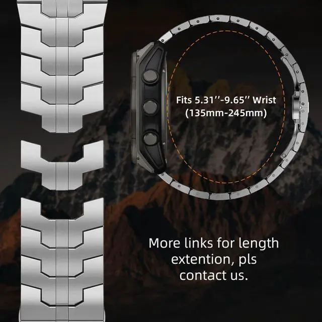 Alt view image 2 of 6 - 22mm Mecha Steel Bands Compatible for Garmin Fenix 8 47mm/7/6/5 Band,Quick Fit Rugged Utra Metal Strap with Folding Clasp for Fenix 5 Plus/Epix Gen 2/Forerunner 965/Epix Pro 47mm/45mm Instinct 3/2 Men