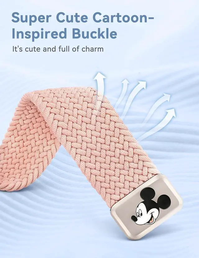 Alt view image 3 of 6 - Cartoon Band Compatible with Versa Sense Women | Elastic Braided Stretchy Nylon Strap, Soft Breathable Sport Wristband, for Versa 4/3/Sense 2/Sense