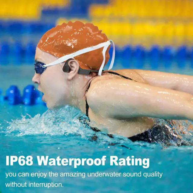 Alt view image 2 of 6 - Bone Conduction Headphones, IP68 Waterproof Swimming Open Ear Headphones with Microphones Built-in MP3 Player 32G, 10Hr Playtime, Bluetooth 5.3 Wireless Earphones for Running, Cycling, Workout