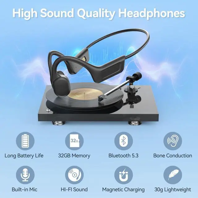 Alt view image 4 of 6 - Bone Conduction Headphones, IP68 Waterproof Swimming Open Ear Headphones with Microphones Built-in MP3 Player 32G, 10Hr Playtime, Bluetooth 5.3 Wireless Earphones for Running, Cycling, Workout