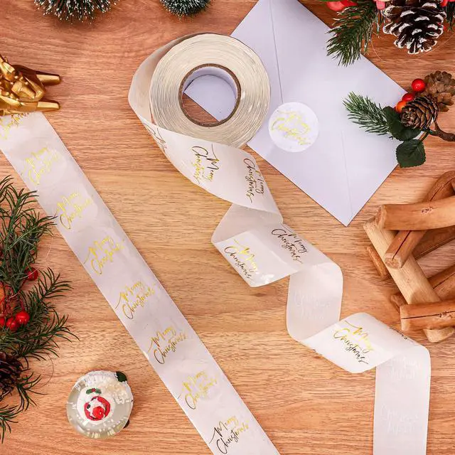 Alt view image 3 of 7 - 1000 Pcs Clear Merry Christmas Stickers Roll Gold Foil Xmas Seal Stickers Self-Adhesive Label Decals for Winter Holiday Envelope Invitation Card Gift Decor, 6 Designs