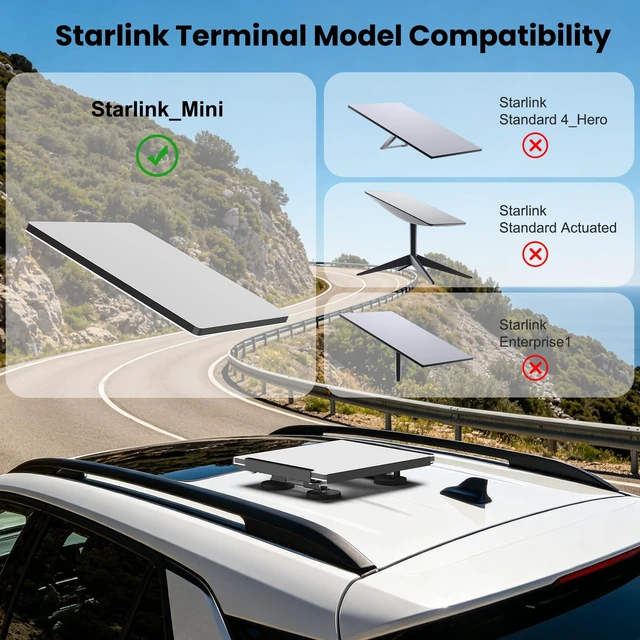 Alt view image 6 of 6 - Car Mount for Starlink Mini, Truck/RV Roof Rack Magnetic Base Adapter Heavy-Duty Quick-Release Bracket with 360° Scratch Protection for Cars, RVs, Vans, Trucks, and Yachts No-Drill, Easy Travel