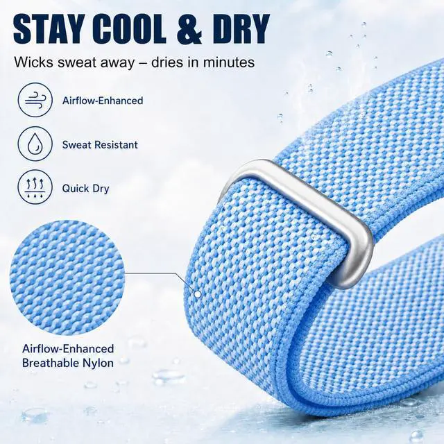Alt view image 3 of 7 - Replacement Braided Band for Fitbit Air Performance Loop | Micro-Adjustable(150220 mm), Quick-Dry, Nylon, Hook & Loop, Featherlight, Aluminum Alloy Buckle, Airflow-Enhanced