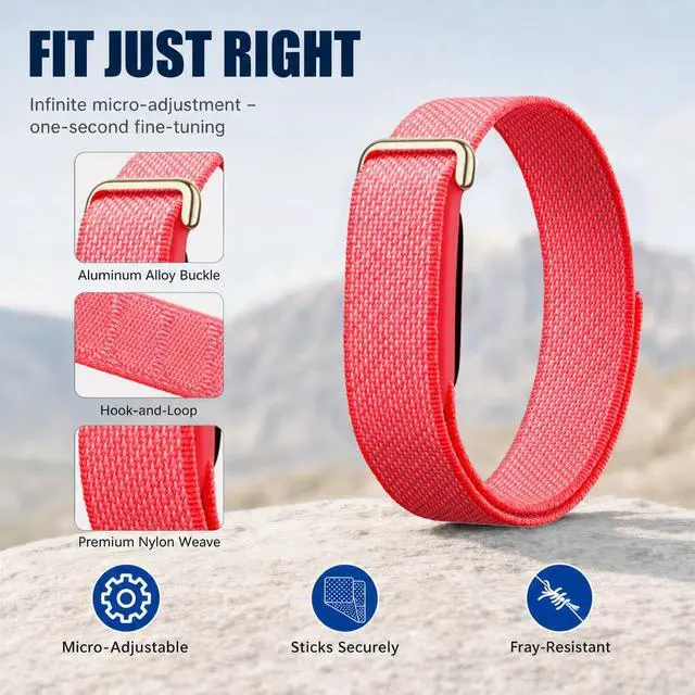 Alt view image 4 of 7 - Replacement Braided Band for Fitbit Air Performance Loop | Micro-Adjustable(150220 mm), Quick-Dry, Nylon, Hook & Loop, Featherlight, Aluminum Alloy Buckle, Airflow-Enhanced