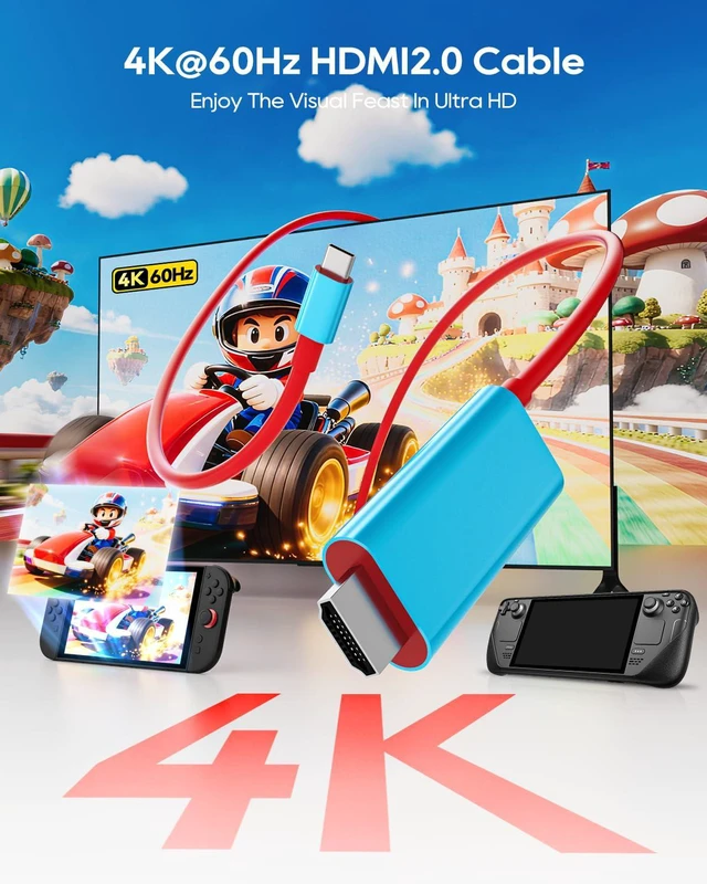 Alt view image 5 of 6 - Portable Dock 4K with 65W Charger & 6.5' HDMI for Nintendo Switch 2/1/OLED/Steam Deck/ROG Ally/Legion Go/Laptop etc. Travel Docking Station TV Accessories, USB-C Charging Cable, AC Adapter Power Cord