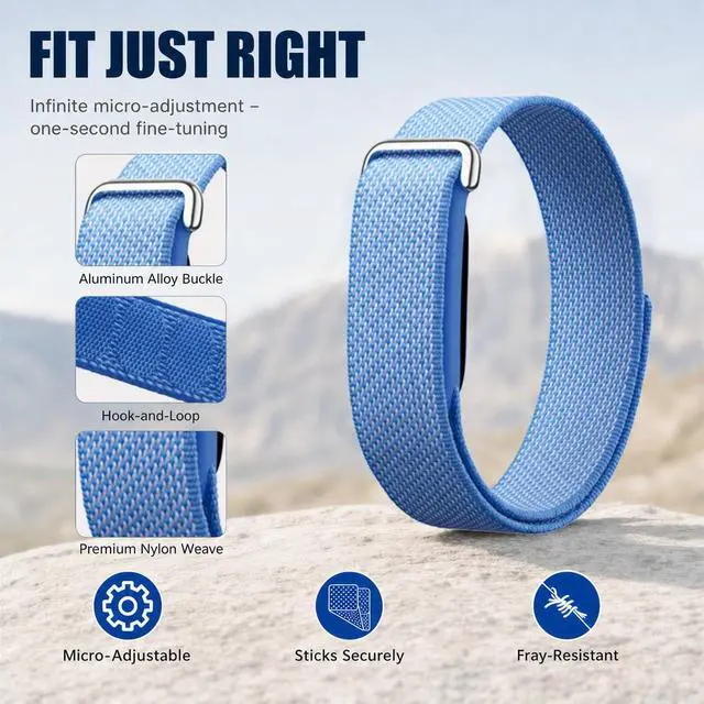 Alt view image 4 of 7 - Replacement Braided Band for Fitbit Air Performance Loop | Micro-Adjustable(150220 mm), Quick-Dry, Nylon, Hook & Loop, Featherlight, Aluminum Alloy Buckle, Airflow-Enhanced
