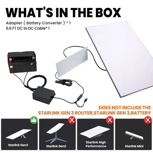 Alt view image 2 of 6 - Starlink Gen 3 Battery Converter Adapter - 9-35V Input 57V/5A Output Battery Boost Step-Up Converter, 6.6 FT DC to DC Power Supply for Truck, RV, Boat - Supports 200FT Extended Range