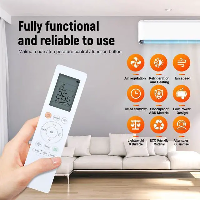 Alt view image 5 of 7 - New AC Replacement Remote Control Compatible with Midea RG10L1-C2HS RG10L(2HS)/BGEFU1 RG10 Air Conditioner