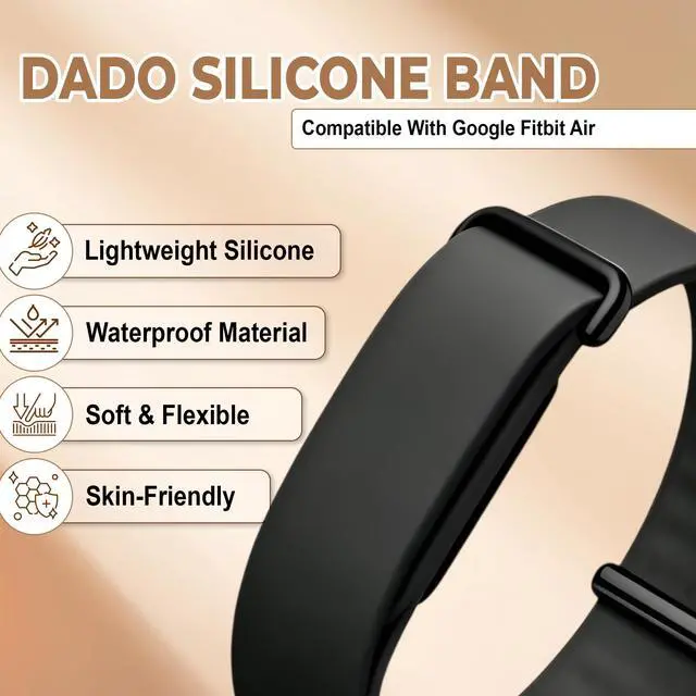 Alt view image 2 of 7 - Soft Silicone Band Compatible with Google Fitbit Air, Adjustable Rubber Sport Replacement Wristband, Comfortable Watch Strap for Men Women